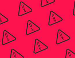 A grid of exclamation symbols on a fuchsia background.