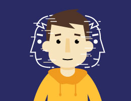  Cartoon of child turning head from side to side